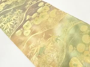 アンティーク　笹に万寿菊模様織出し袋帯（材料）